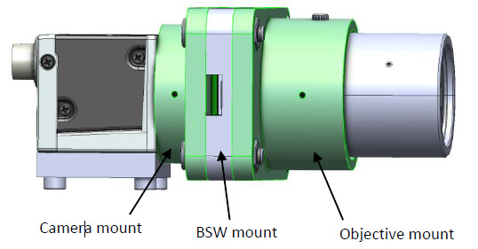 帶有攝像頭、BSW-20 和物鏡的組件 CAD 模型